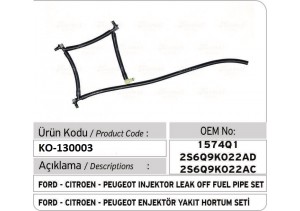 2S6Q9K022AC 2S6Q9K022AD 1444973 Ford Fiesta 1.4 TDCi Yakıt Hortum Seti